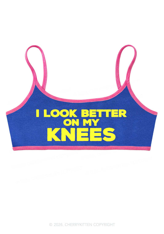 I Look Better On My Knees Y2K Super Crop Cami Cherrykitten
