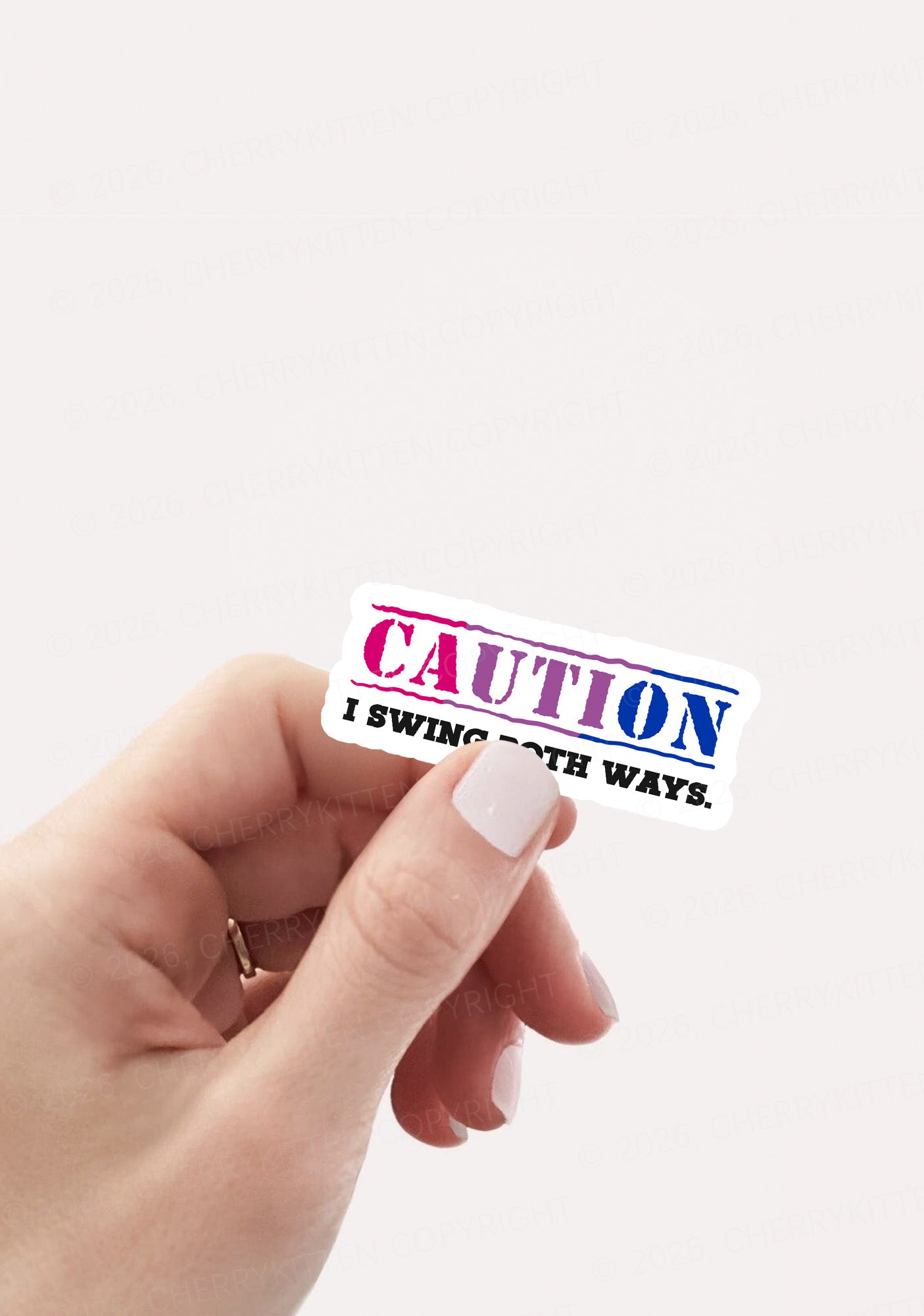 Caution I Swing Both Ways Pride 1pc Y2K Sticker Cherrykitten