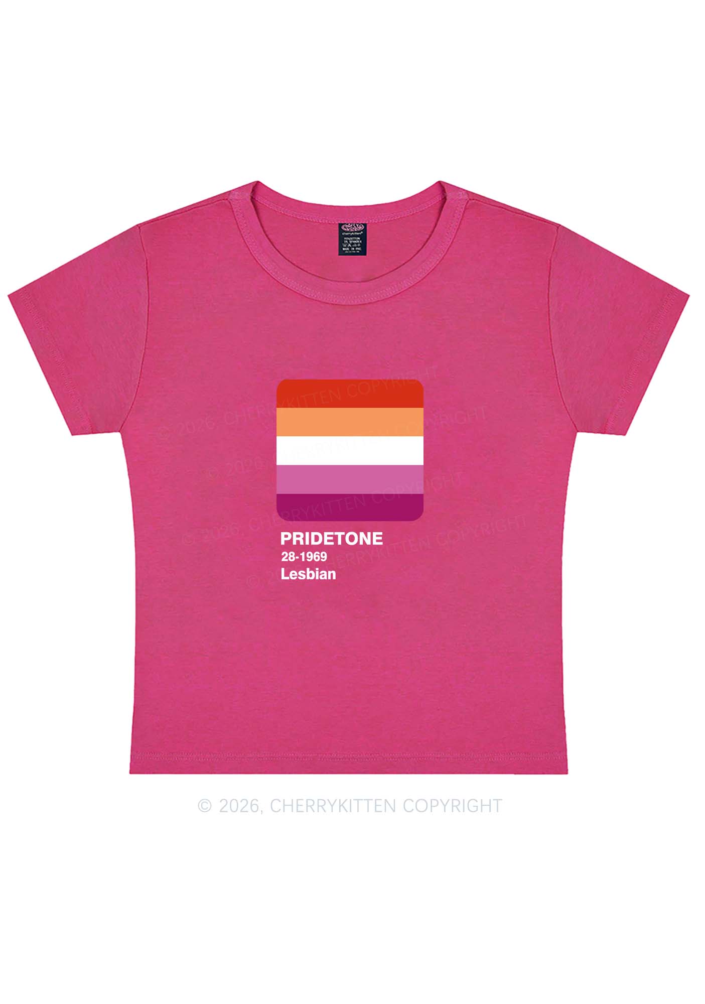 Pridetone Lesbian Pride Y2K Baby Tee Cherrykitten