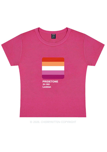 Pridetone Lesbian Pride Y2K Baby Tee Cherrykitten