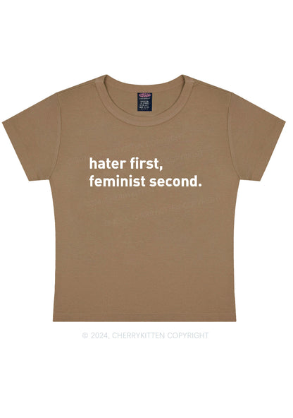 Hater First Feminist Second Y2K Baby Tee