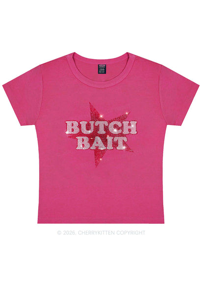 Rhinestone Butch Bait Pride Y2K Baby Tee Cherrykitten