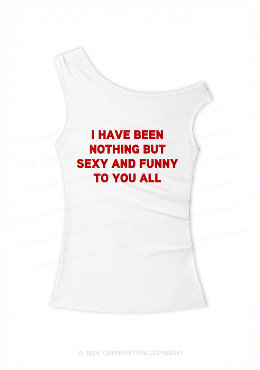 I Have Been Funny Y2K Off Shoulder Tank Top Cherrykitten