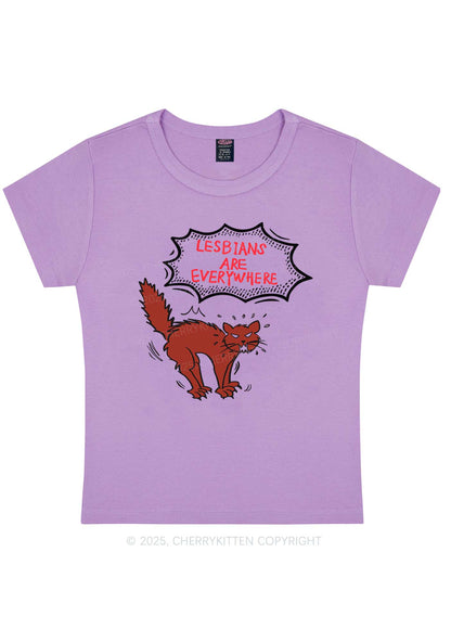 Lesbians Are Everywhere Y2K Baby Tee Cherrykitten