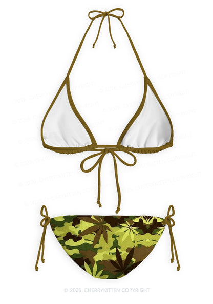 Camouflage Leaf Y2K Print Bikini Set Cherrykitten