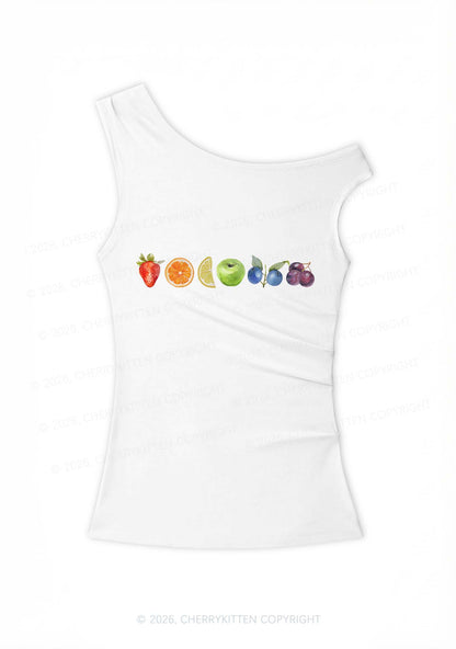 Six Fruity Pride Y2K Off Shoulder Tank Top Cherrykitten