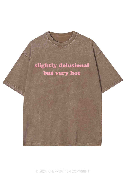 Slightly Delusional But Very Hot Y2K Washed Tee Cherrykitten