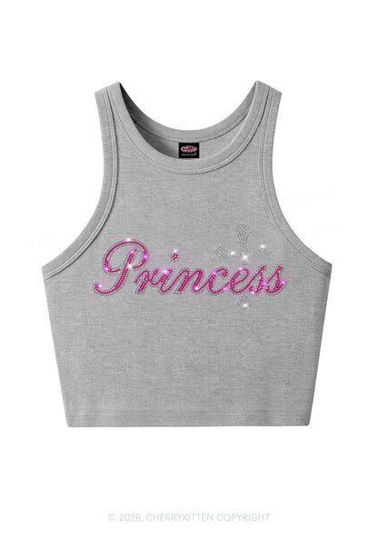 Rhinestone Princess Cross Y2K Crop Tank Top Cherrykitten