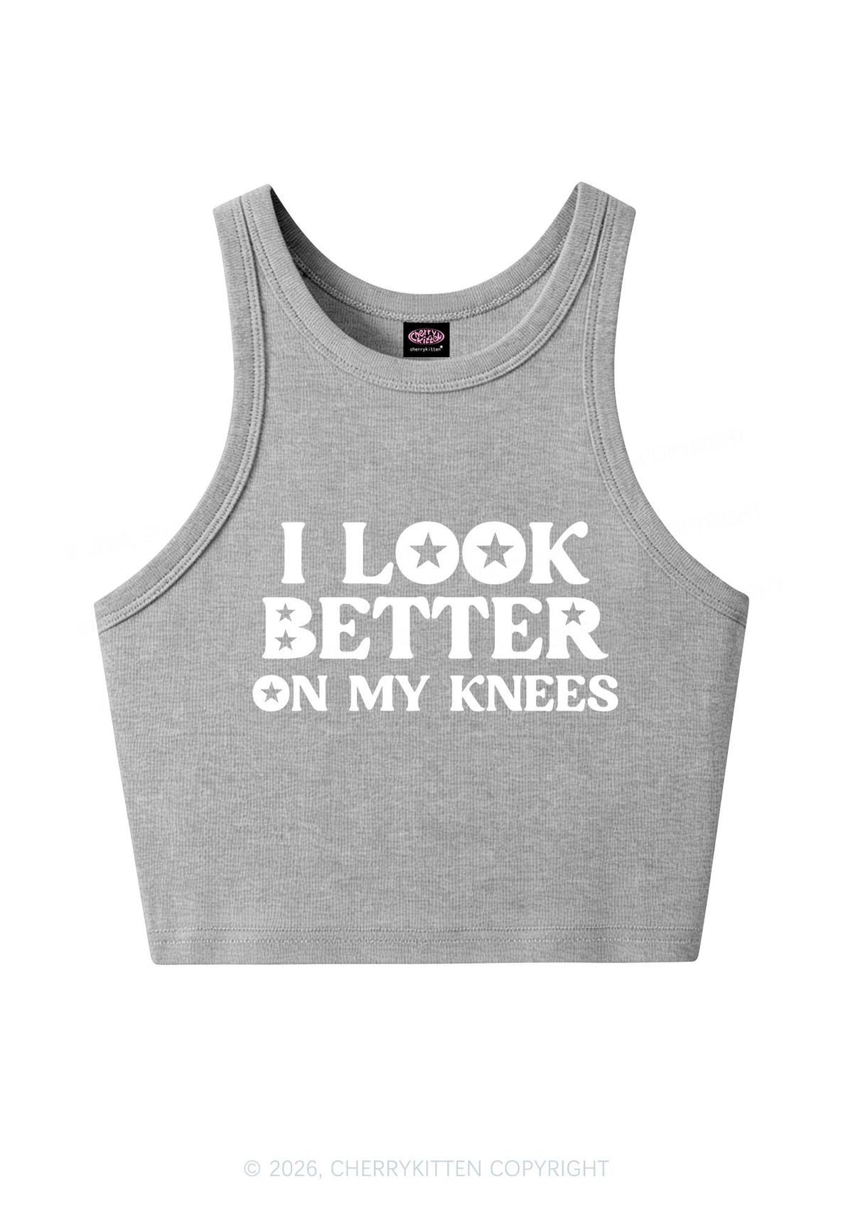 I Look Better On My Knees Y2K Crop Tank Top Cherrykitten