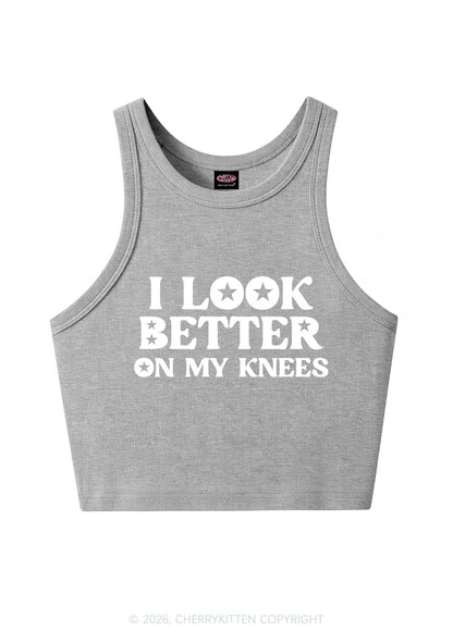 I Look Better On My Knees Y2K Crop Tank Top Cherrykitten