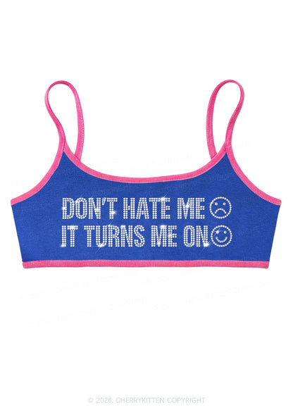 Rhinestone Dont Hate Me Y2K Super Crop Cami Cherrykitten