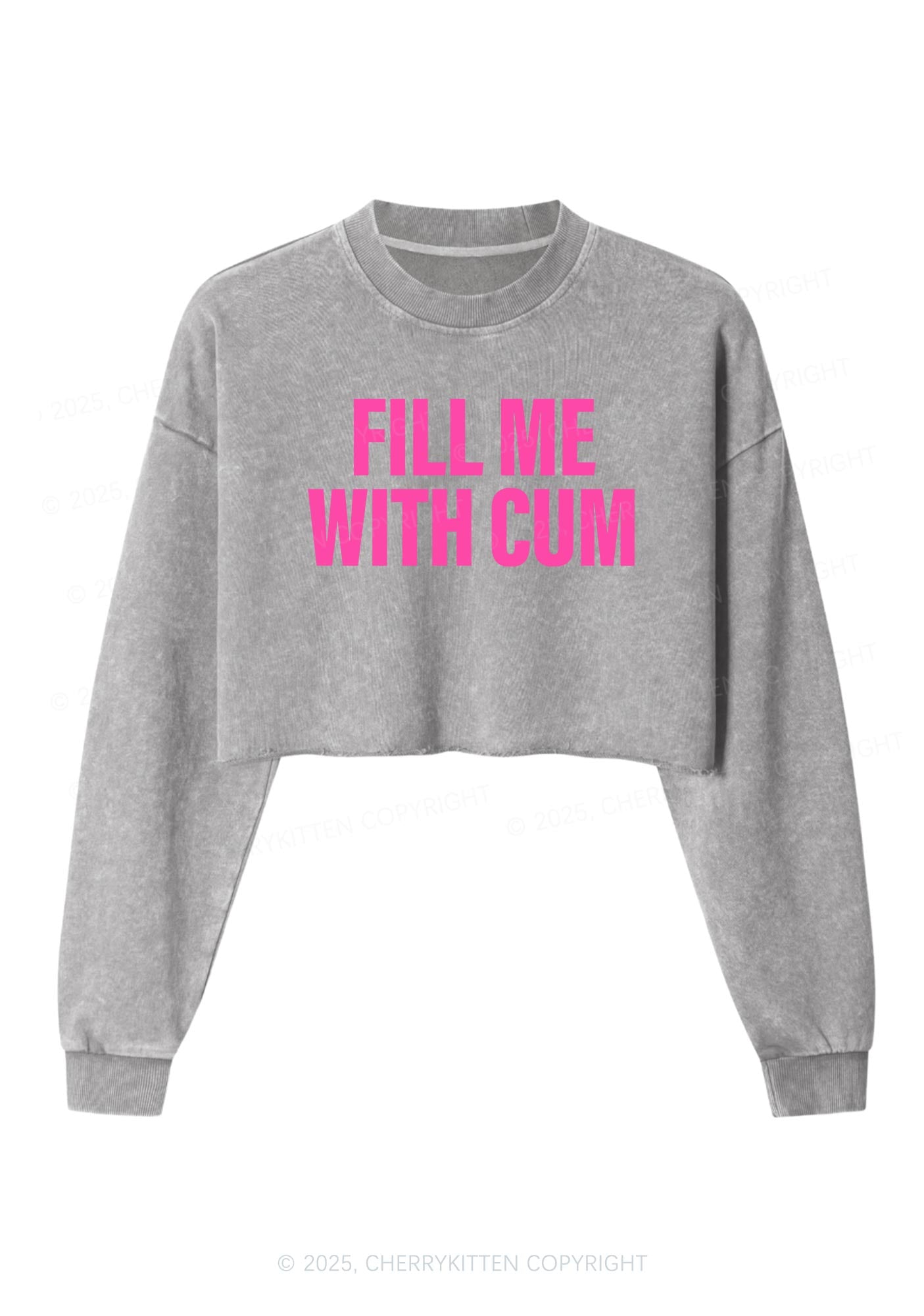 Fill Me With Cxm Y2K Crop Washed Sweatshirts Cherrykitten