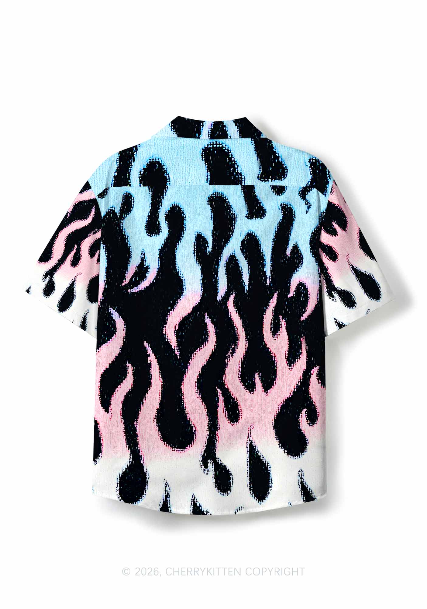 Trans Flame Pride Y2K Print Hawaiian Shirt Cherrykitten