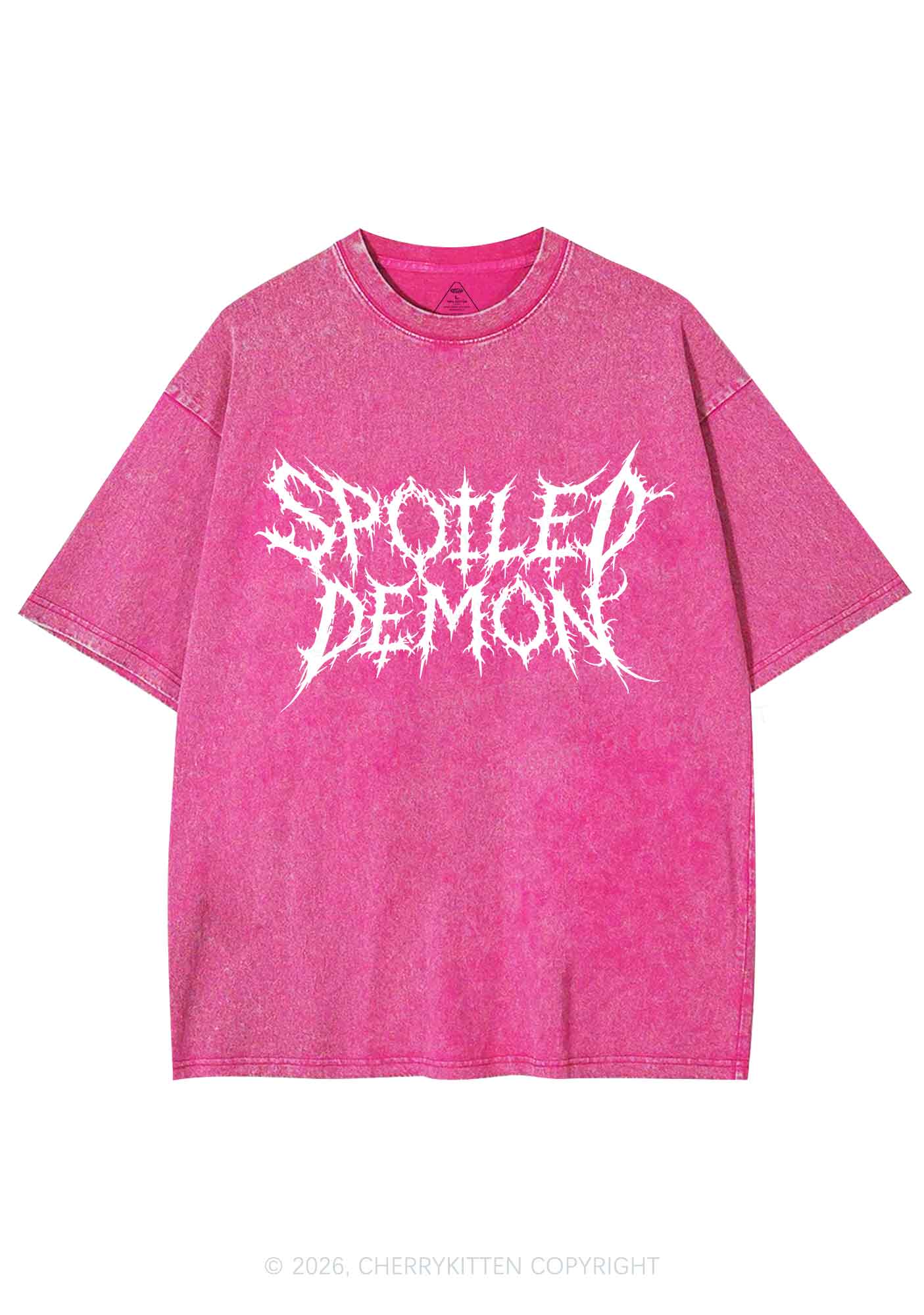 Halloween Spoiled Demon Y2K Shirts Washed Tee Cherrykitten