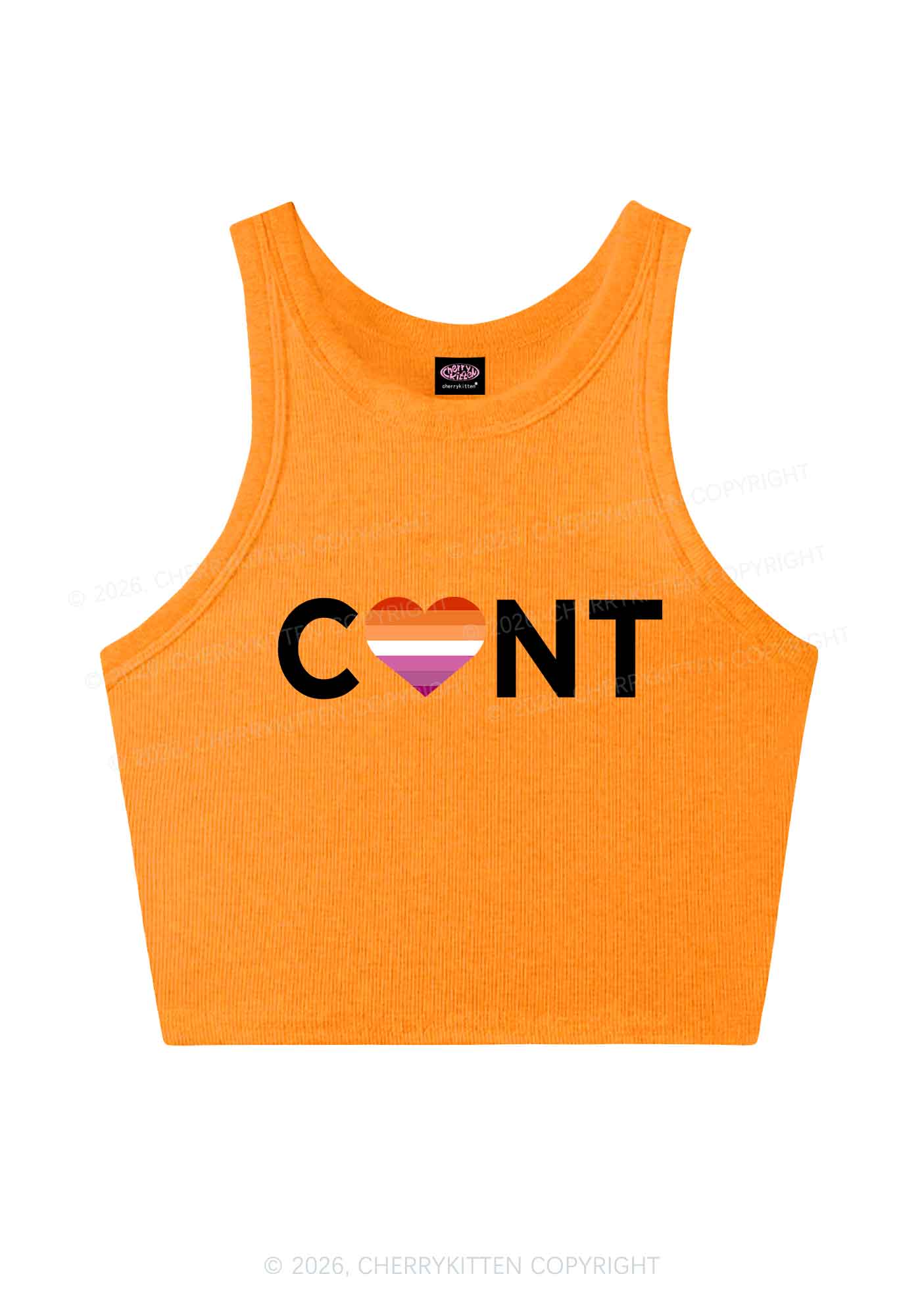 Lesbian Heart Cxxt Pride Y2K Crop Tank Top Cherrykitten