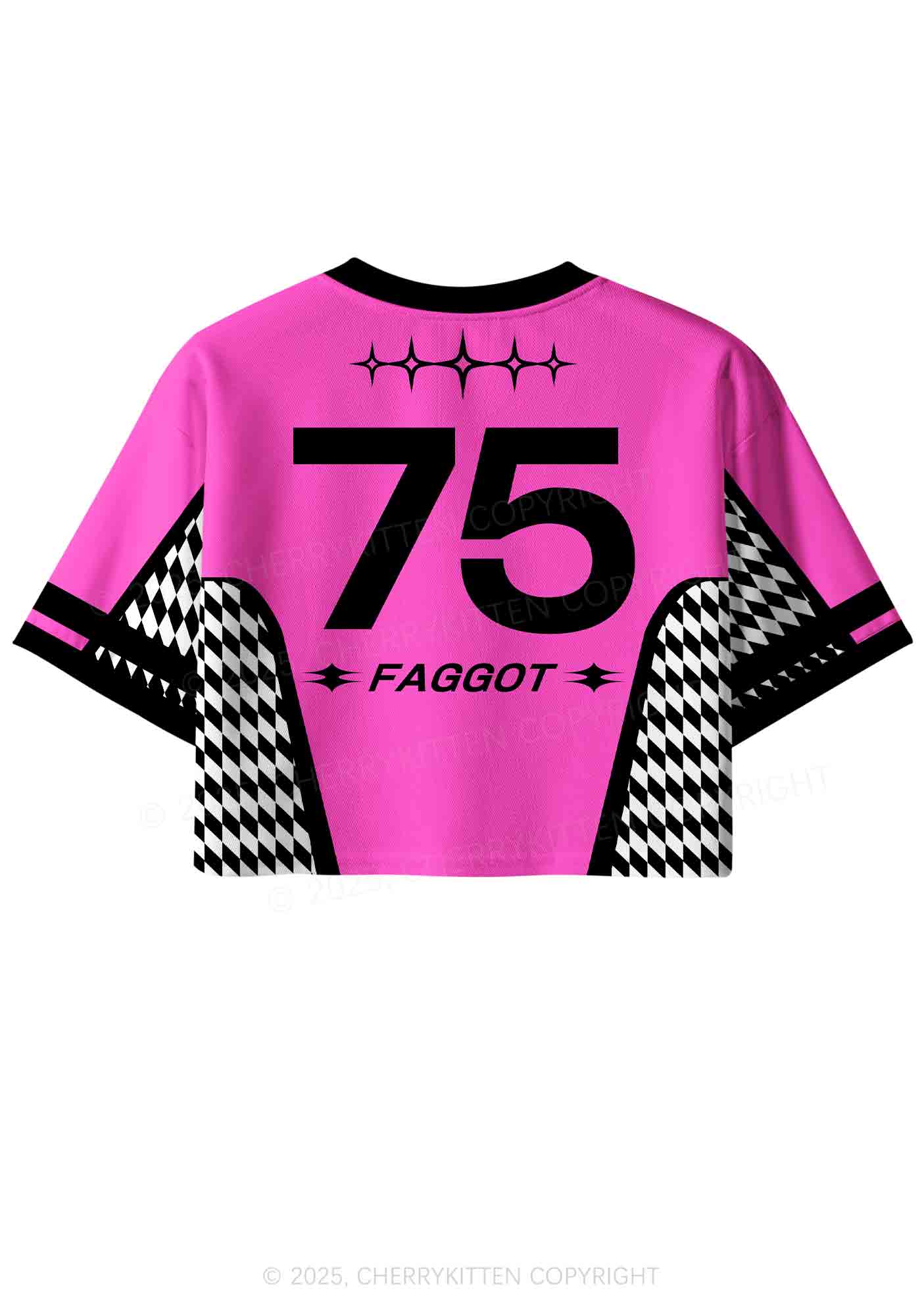 Custom Hot Pink Faggot Pride Y2K Crop Sport Jersey Shirts Cherrykitten