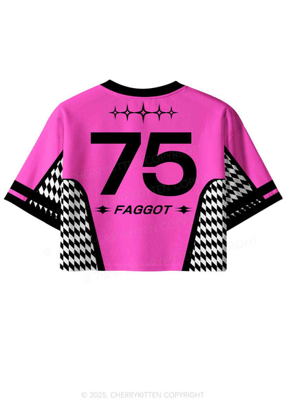 Custom Hot Pink Faggot Pride Y2K Crop Sport Jersey Shirts Cherrykitten