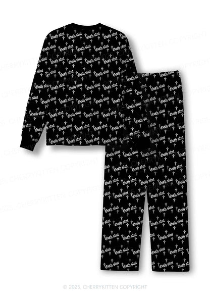 Halloween White Goth Slxt Y2K Print Long Sleeve Pajama Set Cherrykitten