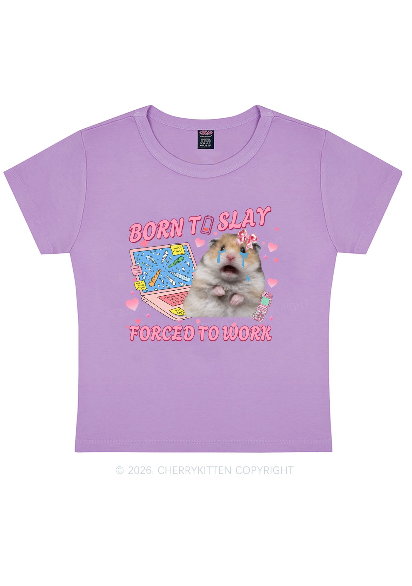 Custom Meme Born To Slay Y2K Baby Tee Cherrykitten
