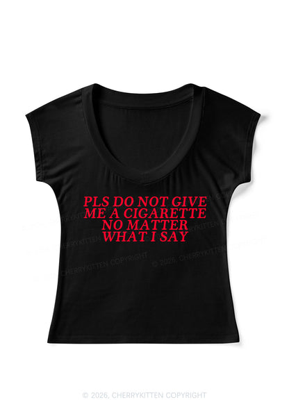 Dont Give Me Cigarette Y2K V Neck T Shirts Cherrykitten