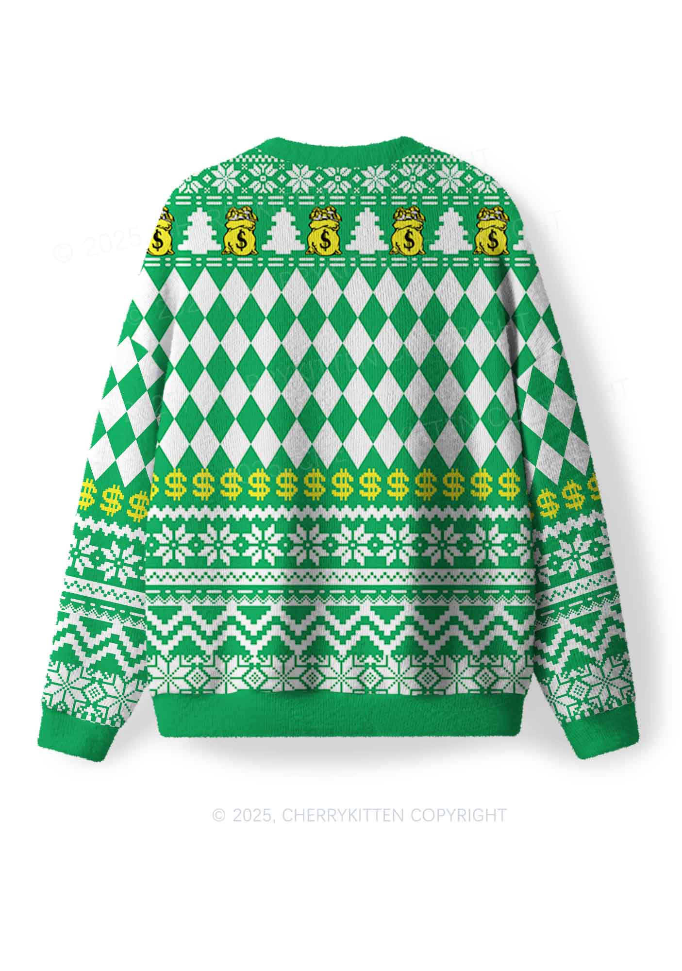 I Only Accept Apologies In Cash Y2K Christmas Knit Sweatshirt Cherrykitten