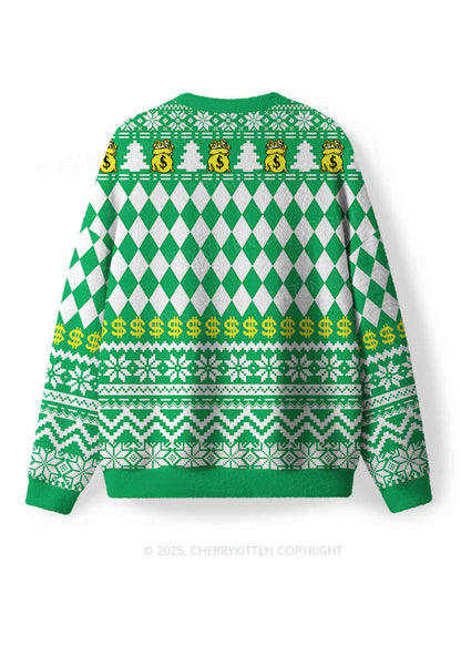 I Only Accept Apologies In Cash Y2K Christmas Knit Sweatshirt Cherrykitten