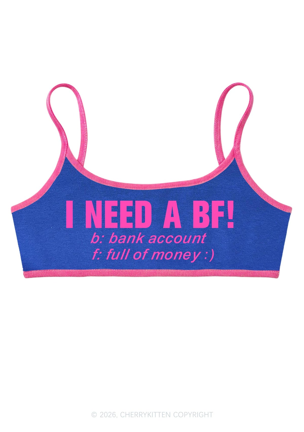 I Need A BF Y2K Super Crop Cami Cherrykitten