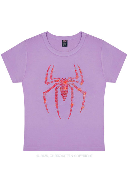 Rhinestone Red Spider Y2K Baby Tee Cherrykitten