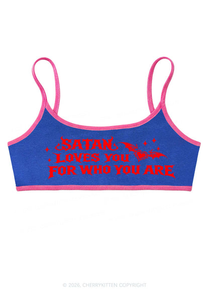 Halloween Satan Loves You Y2K Super Crop Cami Cherrykitten