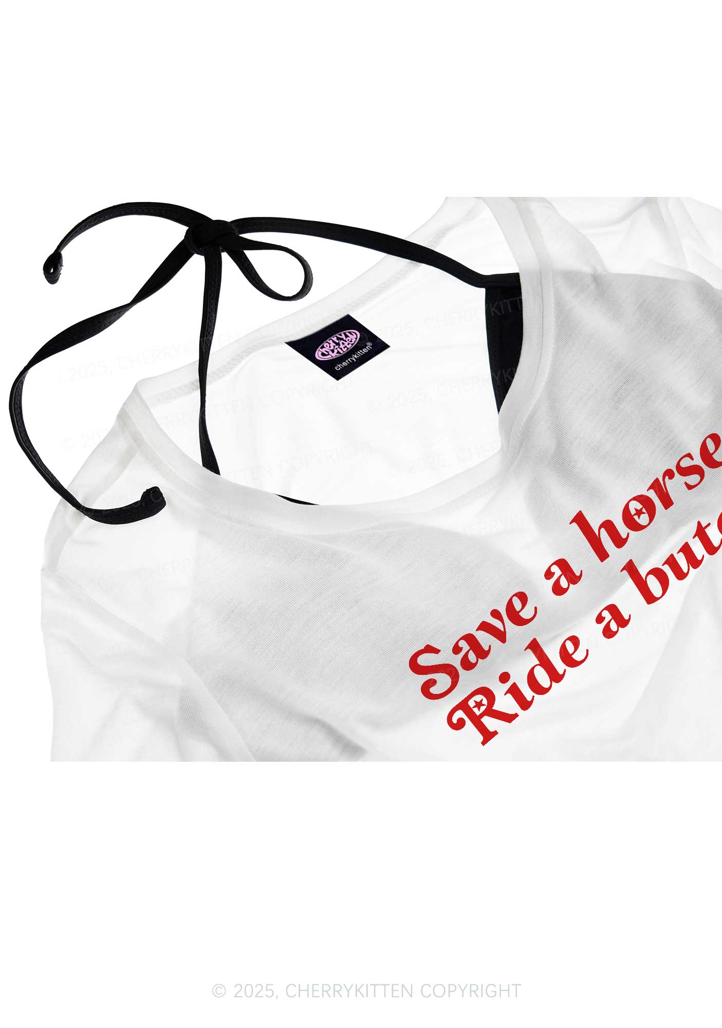 Save Horse Ride Butch Pride Y2K Sheer Crop Tee Cherrykitten