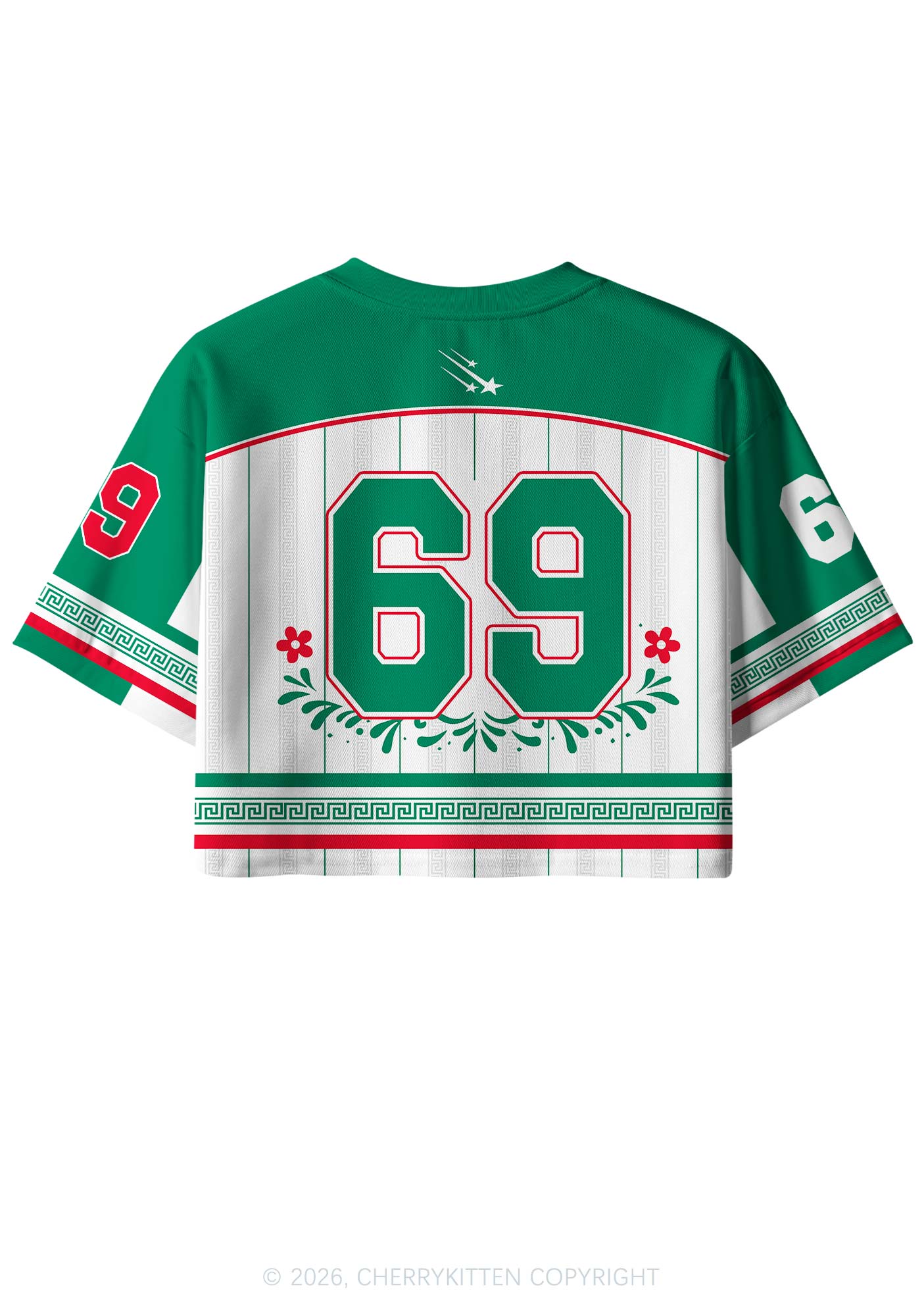 Custom Mexico Floral Stripe Y2K Crop Sport Jersey Shirts Cherrykitten