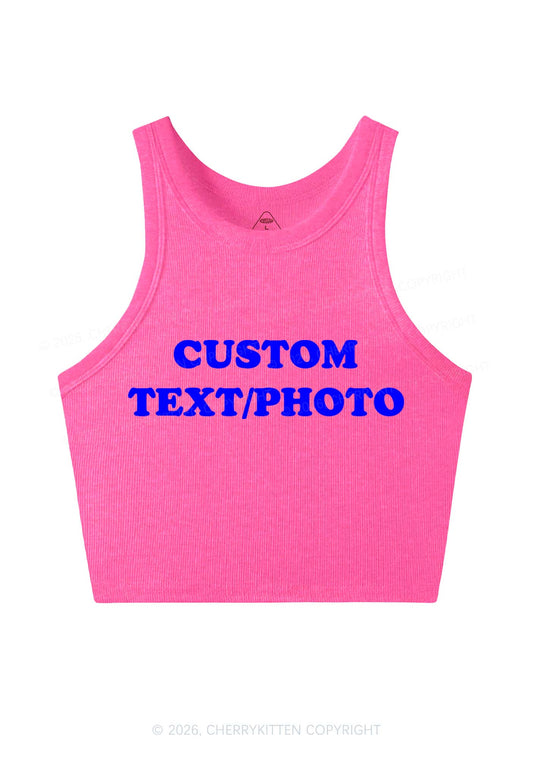 Custom Text Y2K Crop Tank Top Cherrykitten