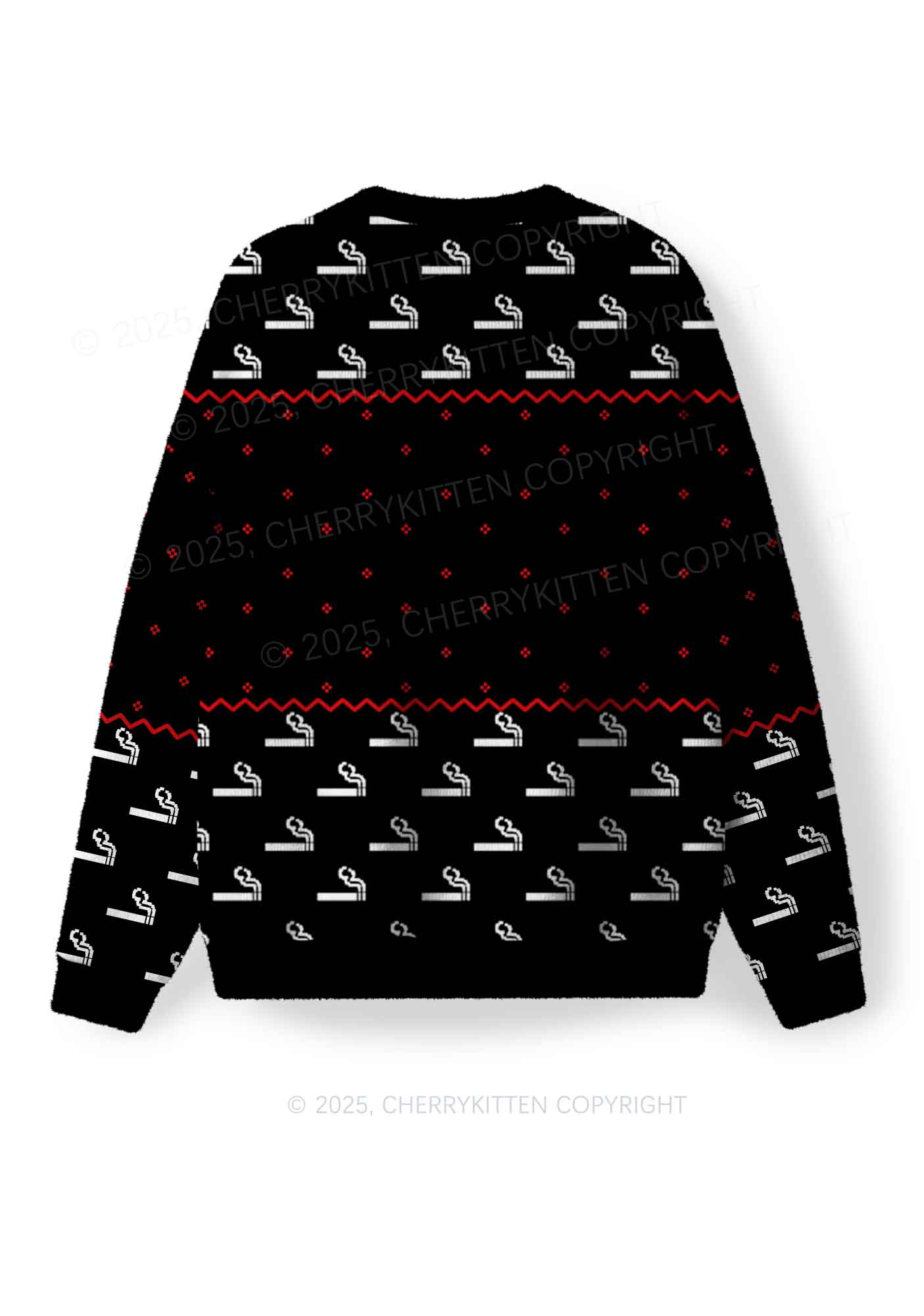 Smoke Blunt Y2K Christmas Knit Sweatshirt Cherrykitten