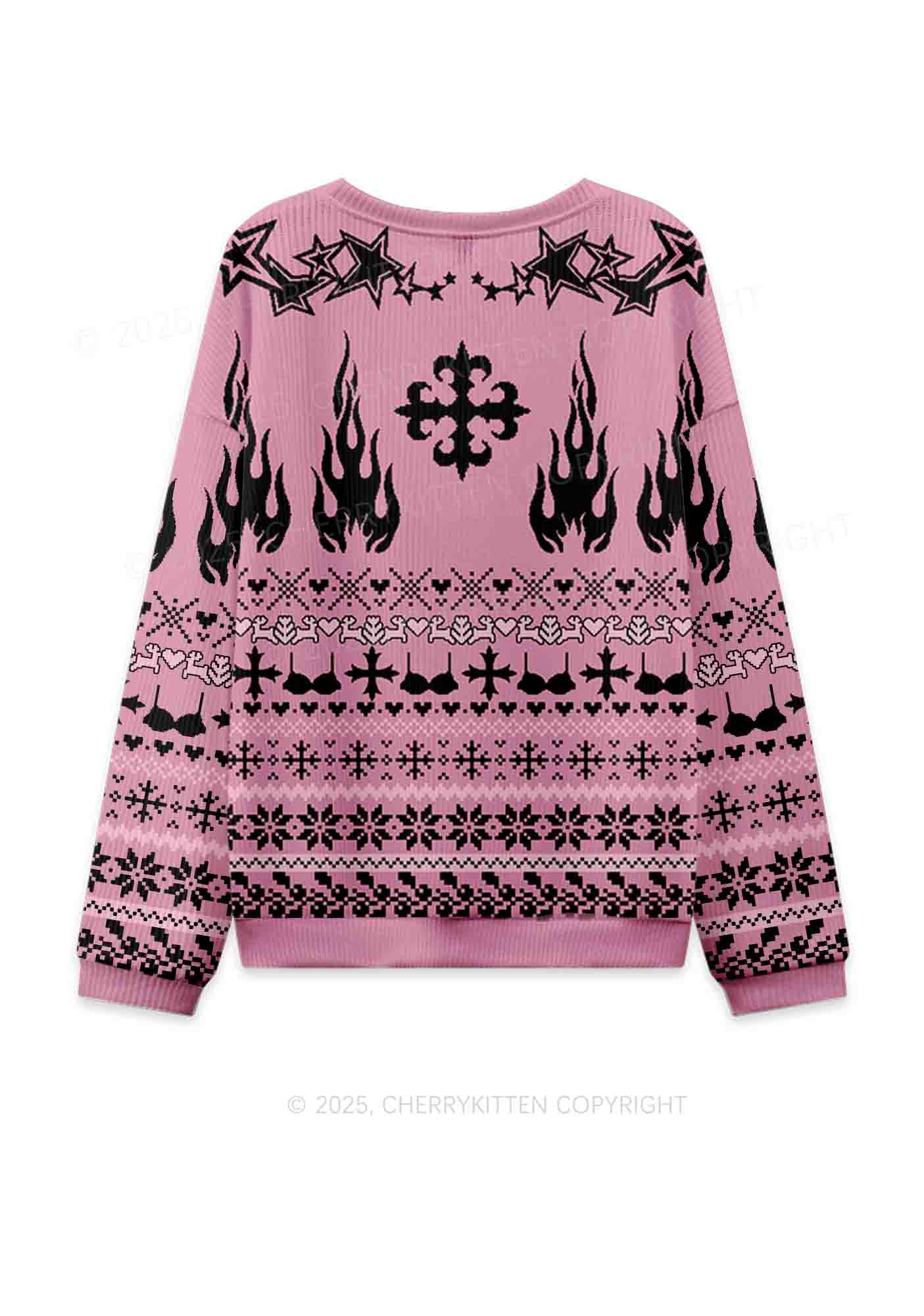 I May Be A Handful Y2K Christmas Knit Sweatshirt Cherrykitten