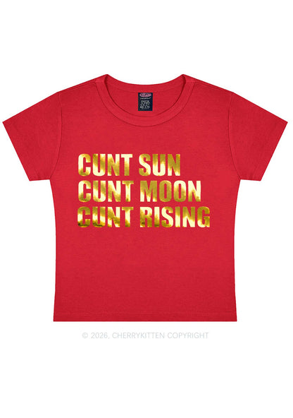 Cxxt Sun Moon Rising Silver Foil Printed Y2K Baby Tee Cherrykitten