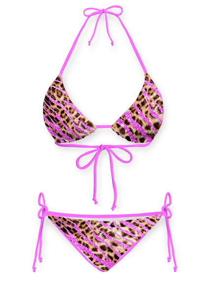 Sparkle Pink Leopard Y2K Print Bikini Set Cherrykitten