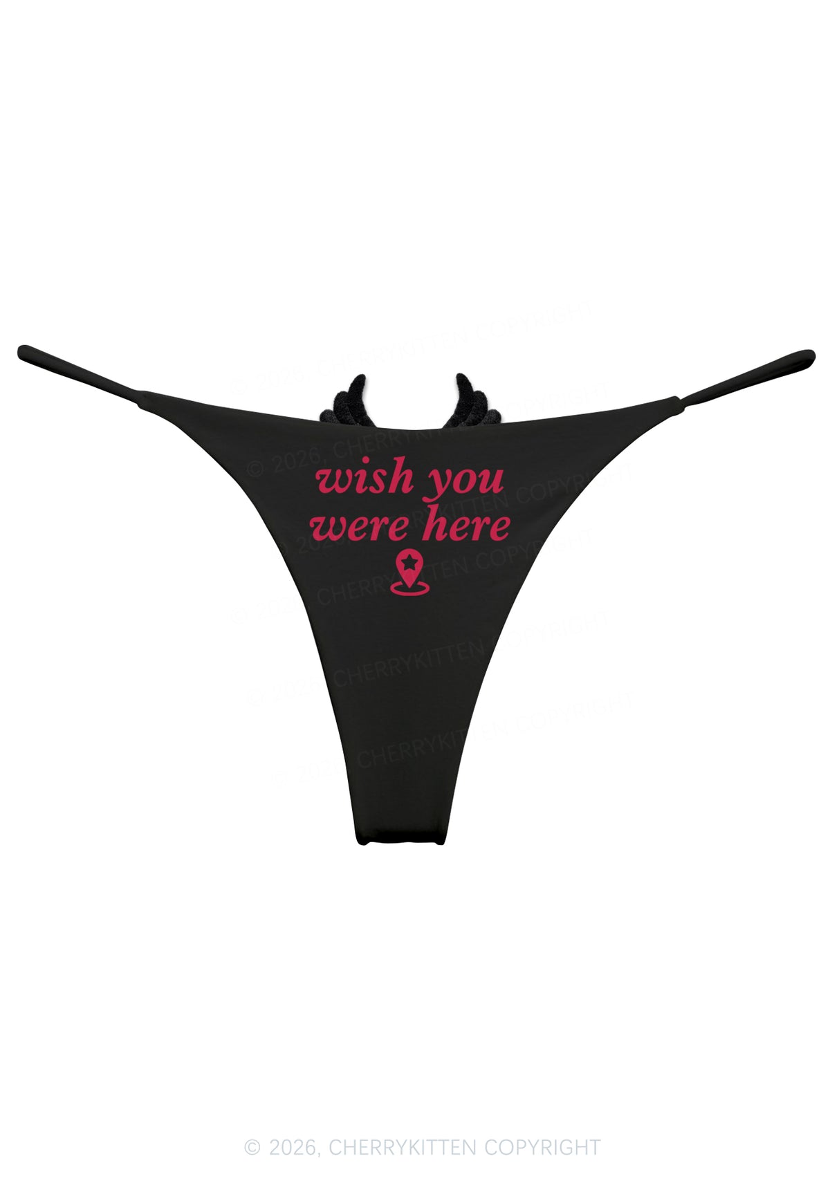Wish You Were Here Y2K Goth Angel Wings Bikini String Thong Cherrykitten