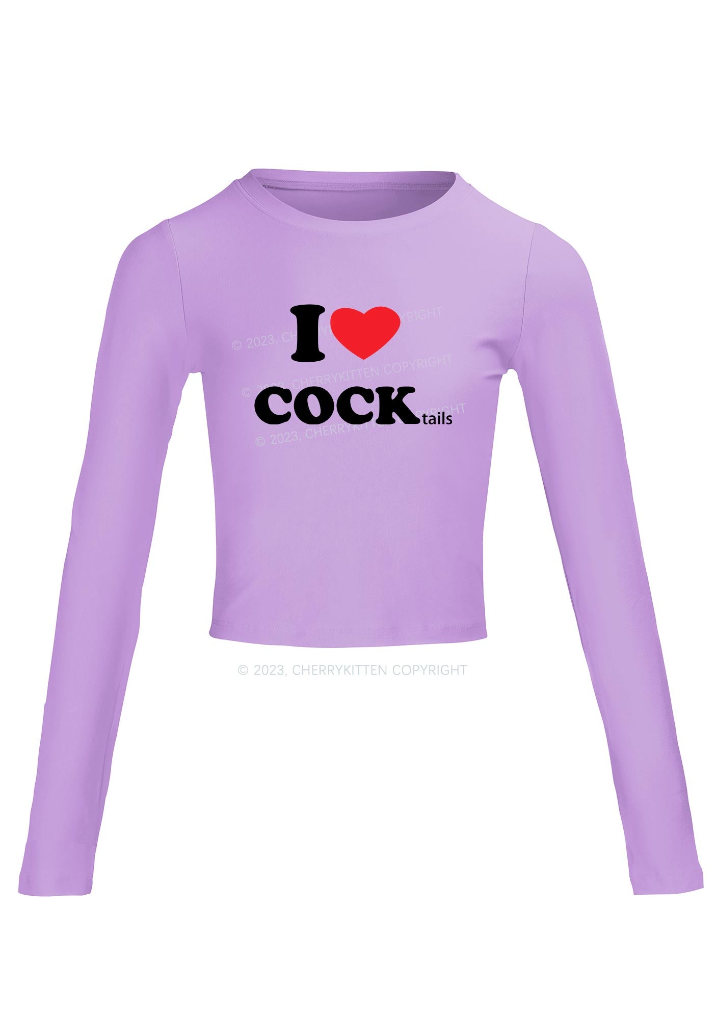 I Love Cocktails Long Sleeve Crop Top Cherrykitten