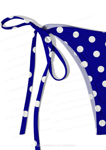 Classic Blue Dots Y2K Print Bikini Set Cherrykitten