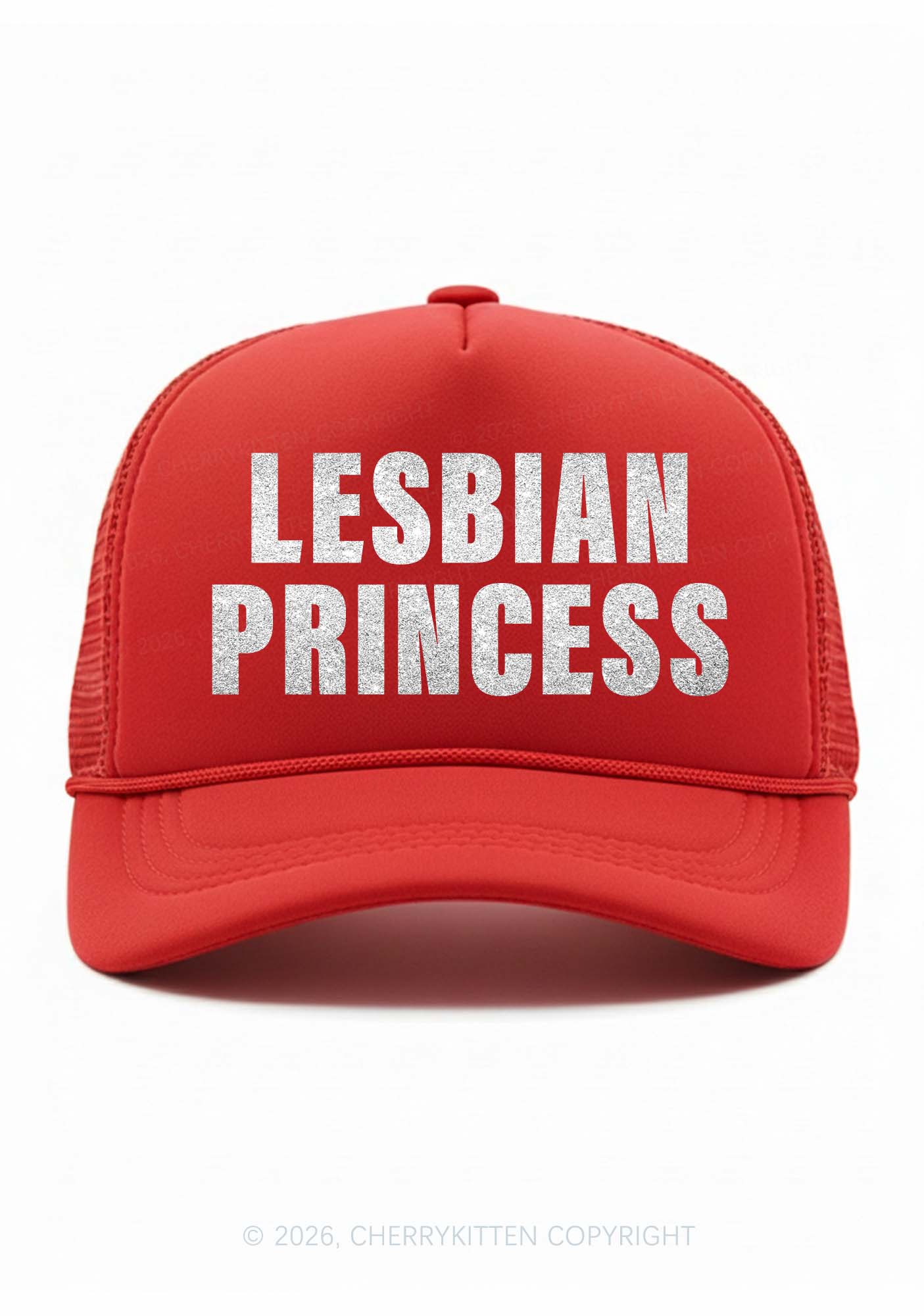 Glitter Lesbian Princess Pride Y2K Trucker Hat Cherrykitten