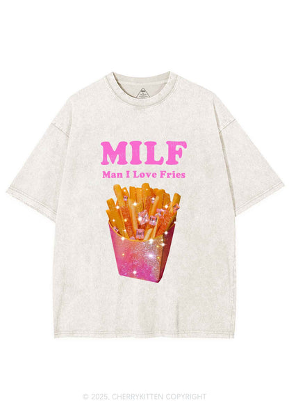 Man I Love Fries Y2K Shirts Washed Tee Cherrykitten