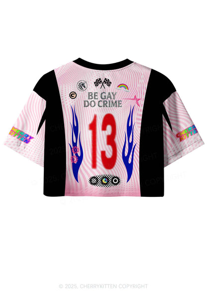 Custom Be Gay Do Crime Pride Y2K Crop Sport Jersey Shirts Cherrykitten