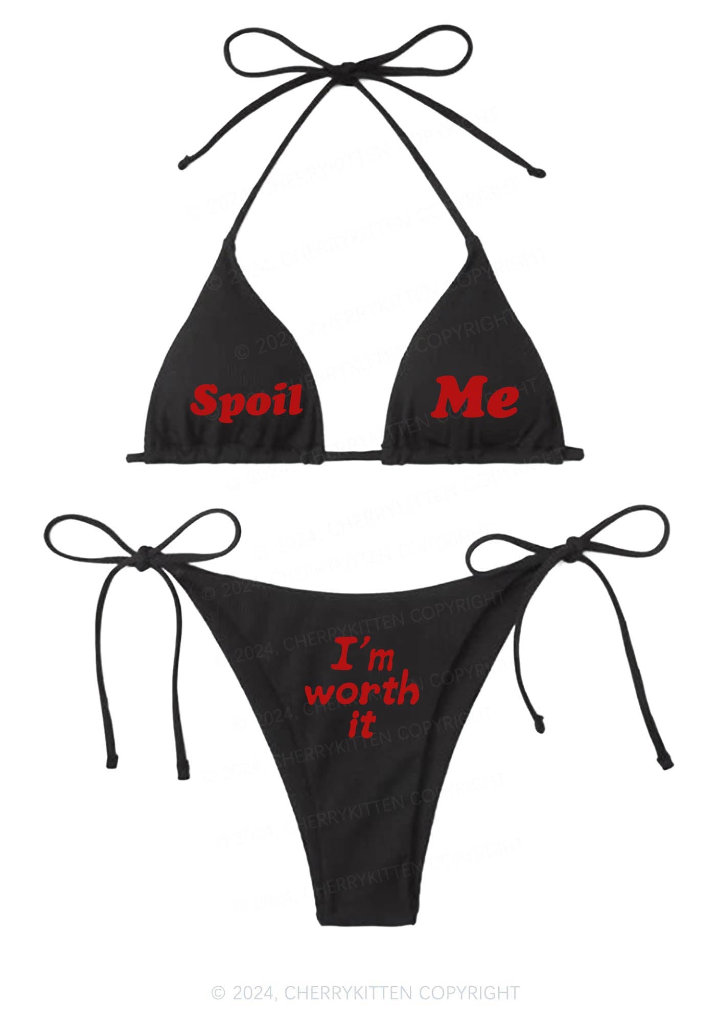 Spoil Me Y2K Halter Triangle Bikini Set Cherrykitten