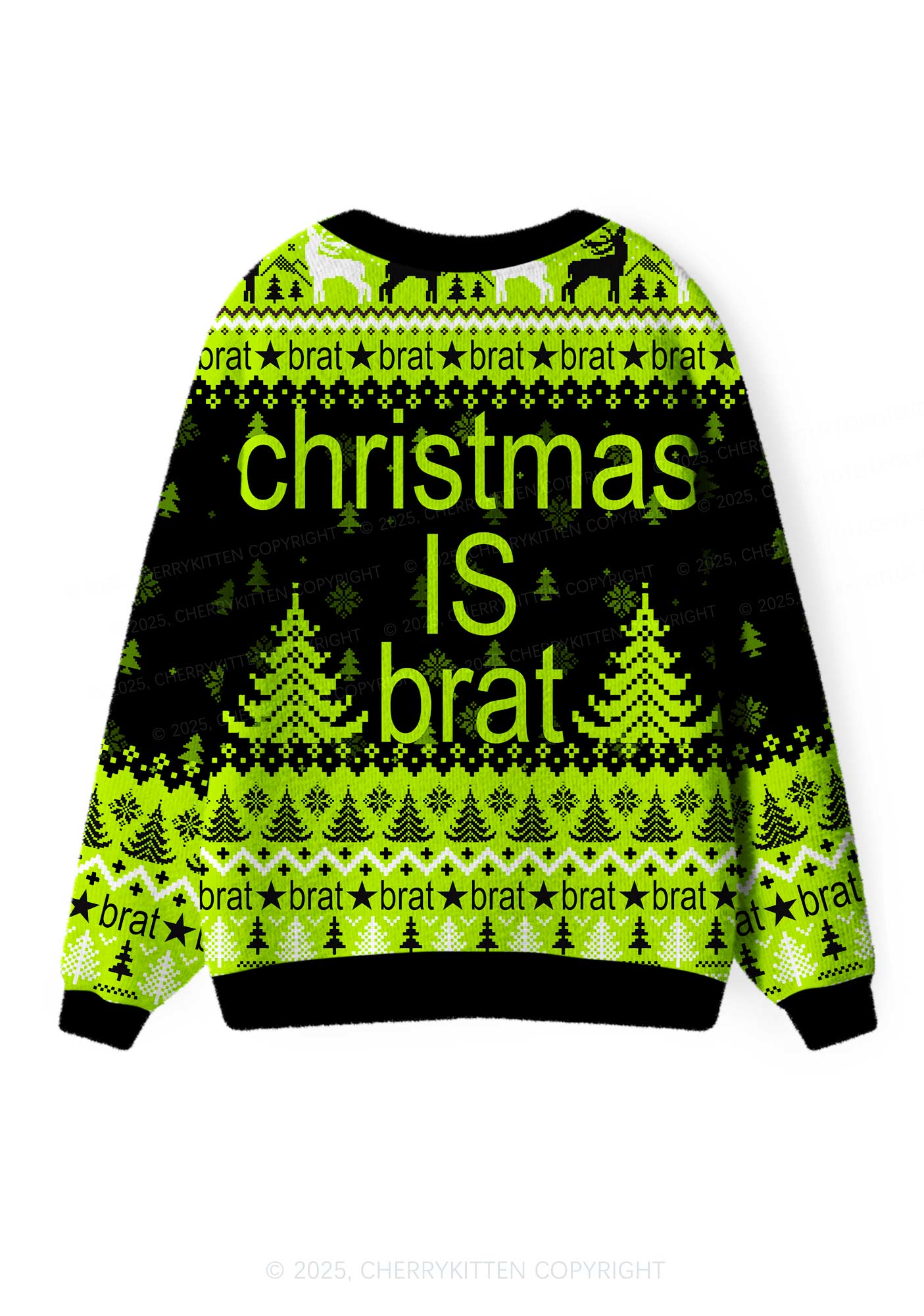 Christmas Is Brat Y2K Christmas Cardigan Knit Sweatshirt Cherrykitten