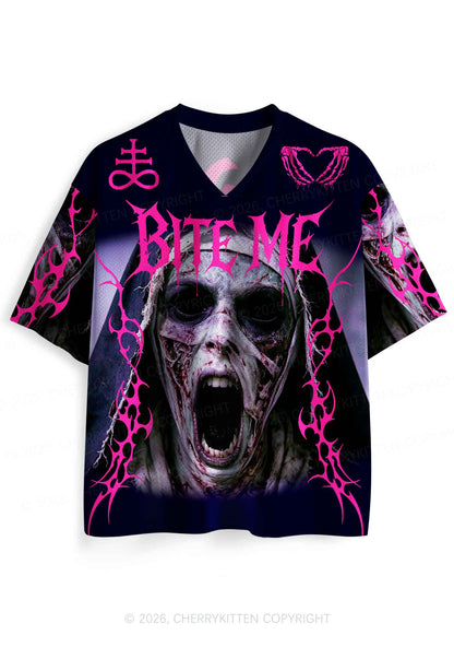 Halloween Bite Me Nun Y2K Sport Jersey Shirts Cherrykitten
