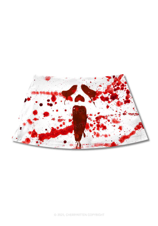 Halloween Bloody Ghost Y2K Print Mini Skirt Cherrykitten