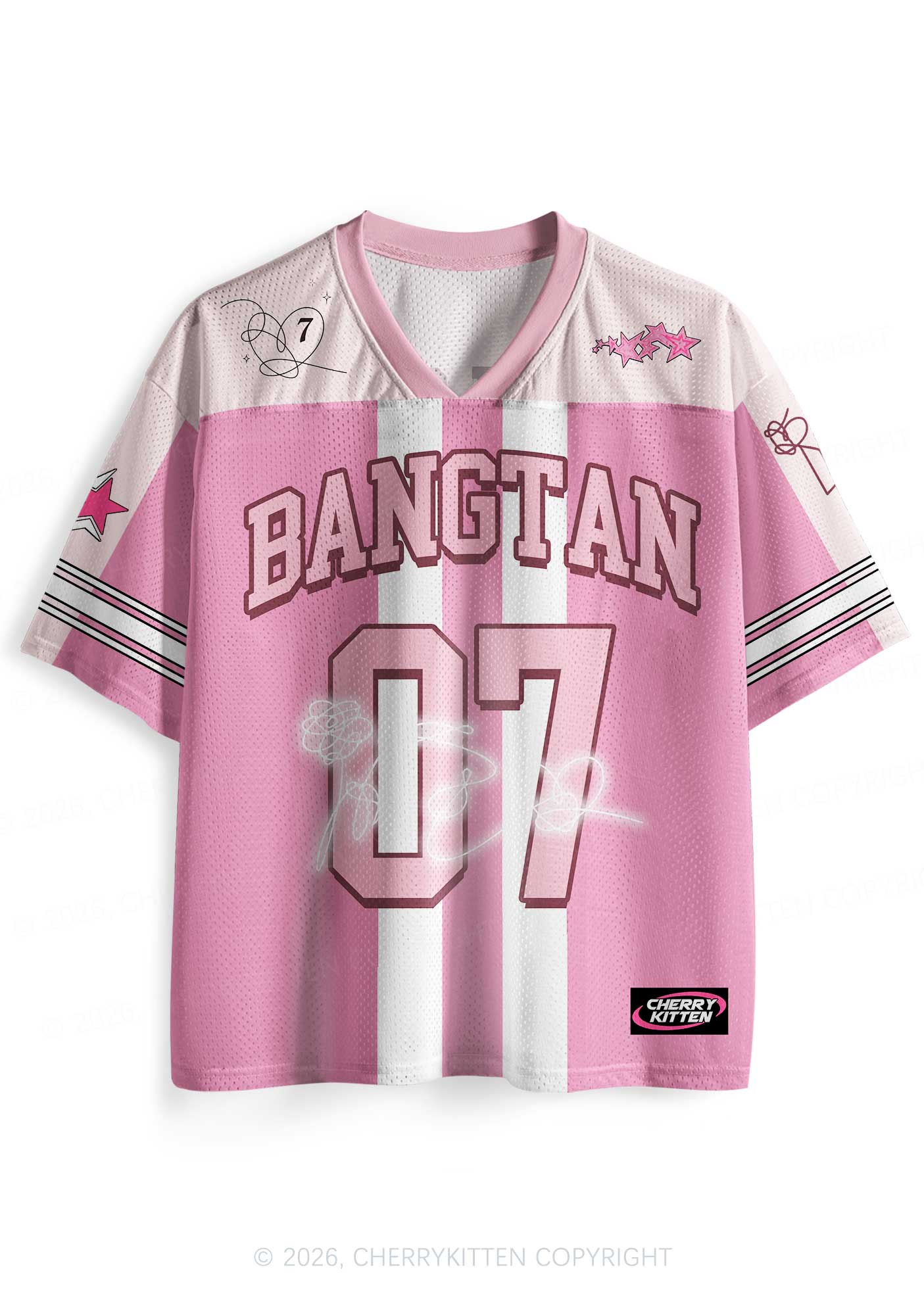 Pink Sakura Korean Boys Y2K Sport Jersey Shirts Cherrykitten
