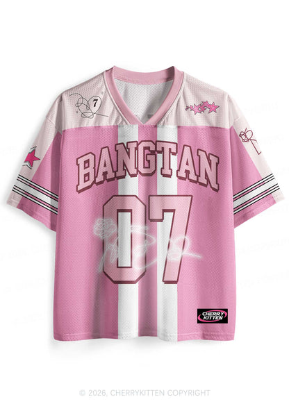 Pink Sakura Korean Boys Y2K Sport Jersey Shirts Cherrykitten