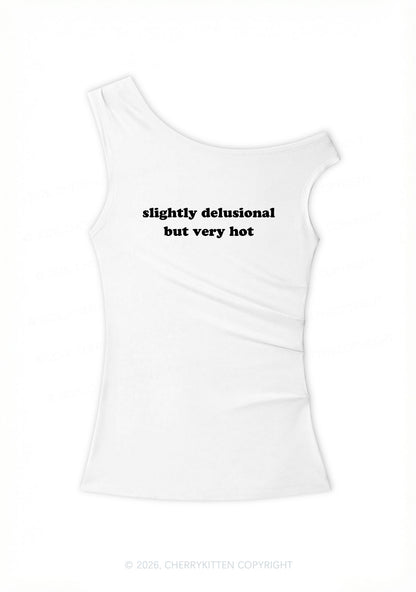 Slightly Delusional But Very Hot Y2K Off Shoulder Tank Top Cherrykitten