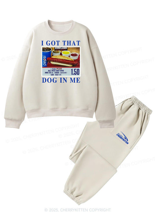 I Got That Hot Dog In Me Y2K Fleece Sweatshirts Set Cherrykitten